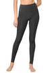 WB3019 Women's Peached Seamless Front Leggings with Side Pocket Full-Length Yoga Pants