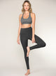 WB3019 Women's Peached Seamless Front Leggings with Side Pocket Full-Length Yoga Pants