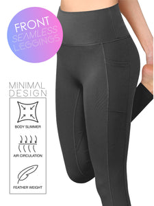 WB3019 Women's Peached Seamless Front Leggings with Side Pocket Full-Length Yoga Pants