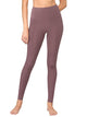 WB3019 Women's Peached Seamless Front Leggings with Side Pocket Full-Length Yoga Pants