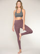 WB3019 Women's Peached Seamless Front Leggings with Side Pocket Full-Length Yoga Pants