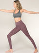 WB3019 Women's Peached Seamless Front Leggings with Side Pocket Full-Length Yoga Pants