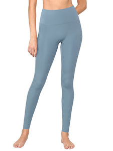 WB3019 Women's Peached Seamless Front Leggings with Side Pocket Full-Length Yoga Pants