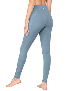WB3019 Women's Peached Seamless Front Leggings with Side Pocket Full-Length Yoga Pants