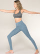 WB3019 Women's Peached Seamless Front Leggings with Side Pocket Full-Length Yoga Pants