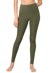 WB3019 Women's Peached Seamless Front Leggings with Side Pocket Full-Length Yoga Pants