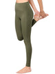 WB3019 Women's Peached Seamless Front Leggings with Side Pocket Full-Length Yoga Pants