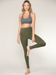 WB3019 Women's Peached Seamless Front Leggings with Side Pocket Full-Length Yoga Pants