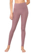 WB3019 Women's Peached Seamless Front Leggings with Side Pocket Full-Length Yoga Pants