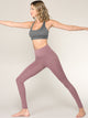 WB3019 Women's Peached Seamless Front Leggings with Side Pocket Full-Length Yoga Pants
