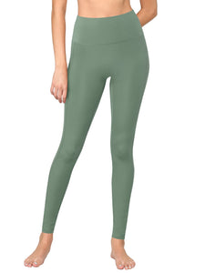 WB3019 Women's Peached Seamless Front Leggings with Side Pocket Full-Length Yoga Pants