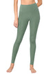 WB3019 Women's Peached Seamless Front Leggings with Side Pocket Full-Length Yoga Pants