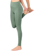 WB3019 Women's Peached Seamless Front Leggings with Side Pocket Full-Length Yoga Pants