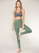 WB3019 Women's Peached Seamless Front Leggings with Side Pocket Full-Length Yoga Pants