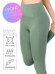 WB3019 Women's Peached Seamless Front Leggings with Side Pocket Full-Length Yoga Pants