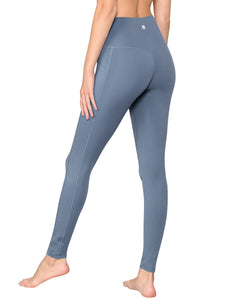 WB3019 Women's Peached Seamless Front Leggings with Side Pocket Full-Length Yoga Pants