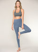 WB3019 Women's Peached Seamless Front Leggings with Side Pocket Full-Length Yoga Pants