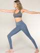 WB3019 Women's Peached Seamless Front Leggings with Side Pocket Full-Length Yoga Pants
