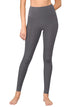 WB3019 Women's Peached Seamless Front Leggings with Side Pocket Full-Length Yoga Pants