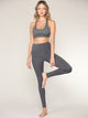 WB3019 Women's Peached Seamless Front Leggings with Side Pocket Full-Length Yoga Pants