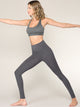 WB3019 Women's Peached Seamless Front Leggings with Side Pocket Full-Length Yoga Pants