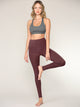 WB3019 Women's Peached Seamless Front Leggings with Side Pocket Full-Length Yoga Pants