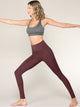 WB3019 Women's Peached Seamless Front Leggings with Side Pocket Full-Length Yoga Pants