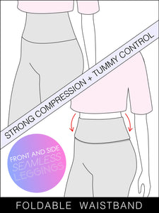 WB3020 Women's Peached Seamless Front & Side Foldable Waisted Leggings with Inner Pocket Full-Length Yoga Pants