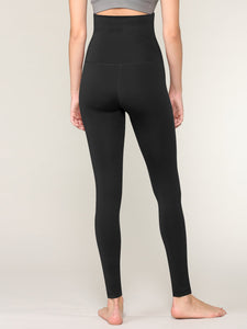 WB3020 Women's Peached Seamless Front & Side Foldable Waisted Leggings with Inner Pocket Full-Length Yoga Pants