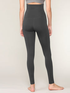 WB3020 Women's Peached Seamless Front & Side Foldable Waisted Leggings with Inner Pocket Full-Length Yoga Pants