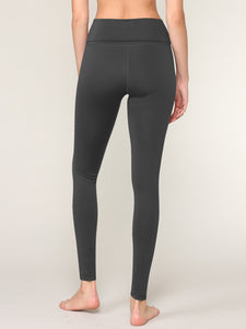 WB3020 Women's Peached Seamless Front & Side Foldable Waisted Leggings with Inner Pocket Full-Length Yoga Pants