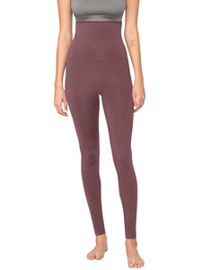 WB3020 Women's Peached Seamless Front & Side Foldable Waisted Leggings with Inner Pocket Full-Length Yoga Pants