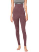 WB3020 Women's Peached Seamless Front & Side Foldable Waisted Leggings with Inner Pocket Full-Length Yoga Pants