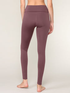 WB3020 Women's Peached Seamless Front & Side Foldable Waisted Leggings with Inner Pocket Full-Length Yoga Pants