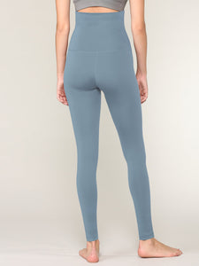 WB3020 Women's Peached Seamless Front & Side Foldable Waisted Leggings with Inner Pocket Full-Length Yoga Pants