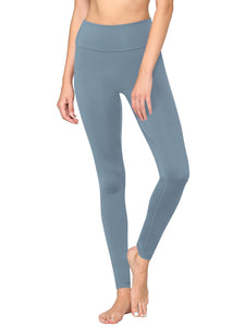 WB3020 Women's Peached Seamless Front & Side Foldable Waisted Leggings with Inner Pocket Full-Length Yoga Pants