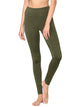 WB3020 Women's Peached Seamless Front & Side Foldable Waisted Leggings with Inner Pocket Full-Length Yoga Pants