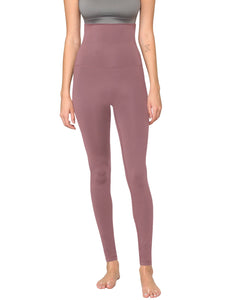WB3020 Women's Peached Seamless Front & Side Foldable Waisted Leggings with Inner Pocket Full-Length Yoga Pants