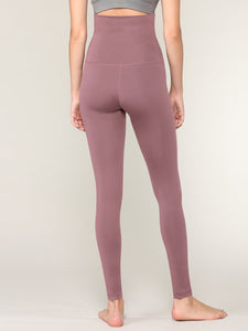 WB3020 Women's Peached Seamless Front & Side Foldable Waisted Leggings with Inner Pocket Full-Length Yoga Pants