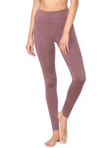 WB3020 Women's Peached Seamless Front & Side Foldable Waisted Leggings with Inner Pocket Full-Length Yoga Pants
