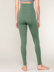 WB3020 Women's Peached Seamless Front & Side Foldable Waisted Leggings with Inner Pocket Full-Length Yoga Pants