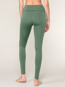 WB3020 Women's Peached Seamless Front & Side Foldable Waisted Leggings with Inner Pocket Full-Length Yoga Pants