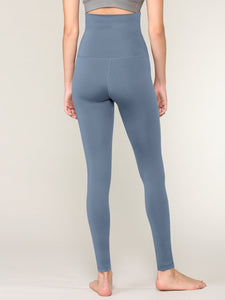 WB3020 Women's Peached Seamless Front & Side Foldable Waisted Leggings with Inner Pocket Full-Length Yoga Pants