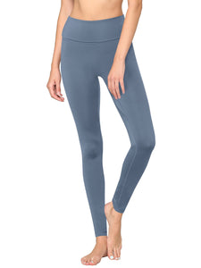 WB3020 Women's Peached Seamless Front & Side Foldable Waisted Leggings with Inner Pocket Full-Length Yoga Pants