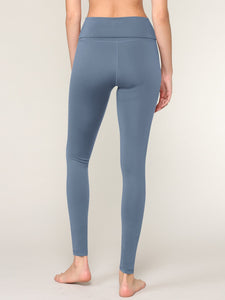 WB3020 Women's Peached Seamless Front & Side Foldable Waisted Leggings with Inner Pocket Full-Length Yoga Pants