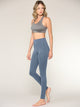 WB3020 Women's Peached Seamless Front & Side Foldable Waisted Leggings with Inner Pocket Full-Length Yoga Pants