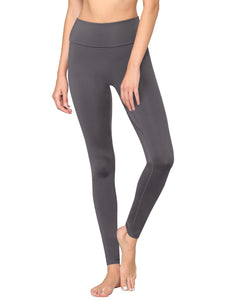 WB3020 Women's Peached Seamless Front & Side Foldable Waisted Leggings with Inner Pocket Full-Length Yoga Pants