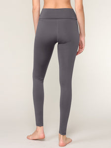 WB3020 Women's Peached Seamless Front & Side Foldable Waisted Leggings with Inner Pocket Full-Length Yoga Pants