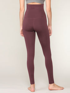 WB3020 Women's Peached Seamless Front & Side Foldable Waisted Leggings with Inner Pocket Full-Length Yoga Pants