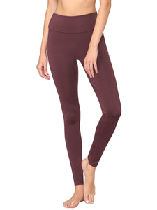 WB3020 Women's Peached Seamless Front & Side Foldable Waisted Leggings with Inner Pocket Full-Length Yoga Pants